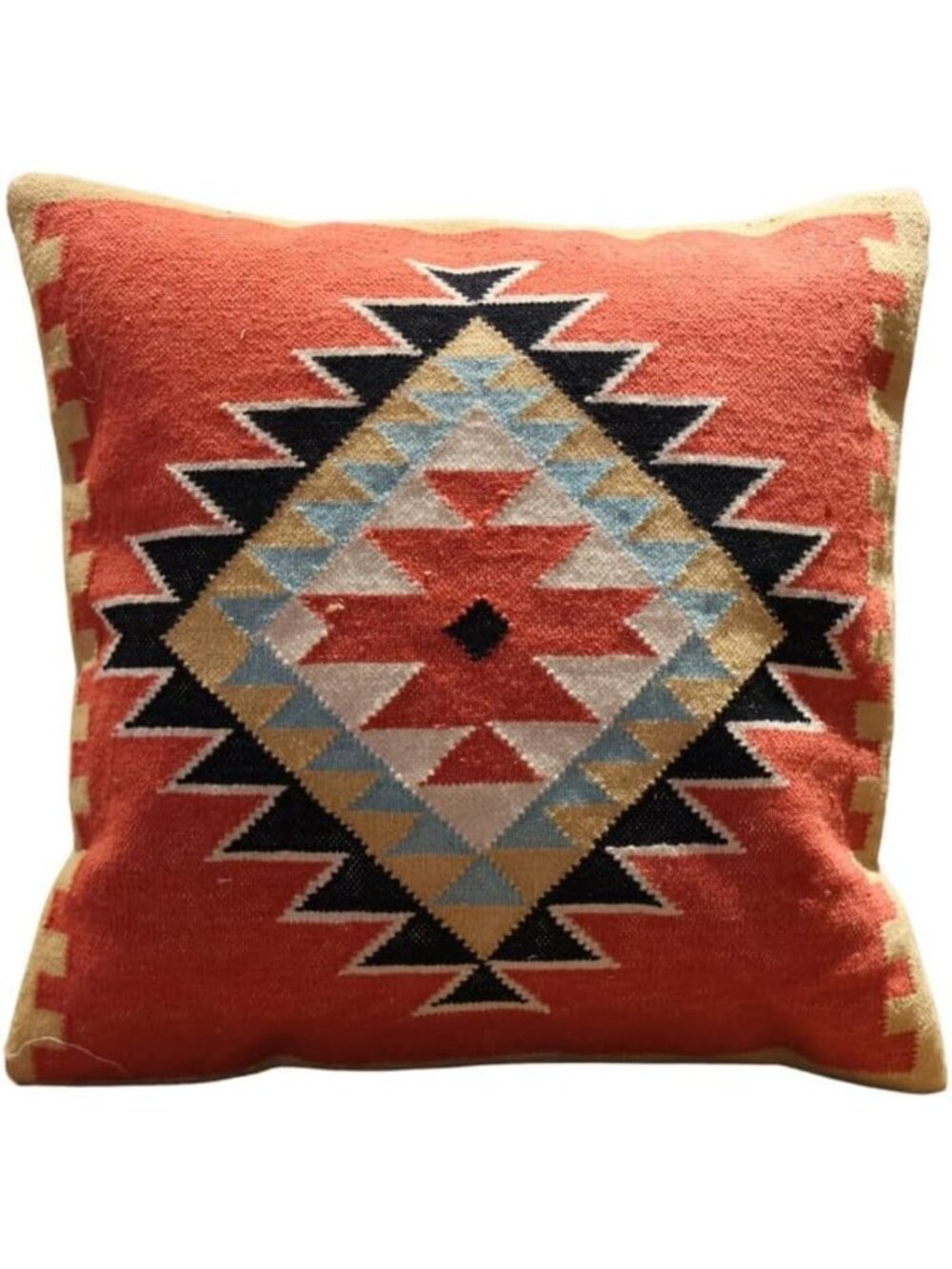 Handmade 100% Wool Kilim Pillow Cover, 18x18" Durable Cushion Case for Home